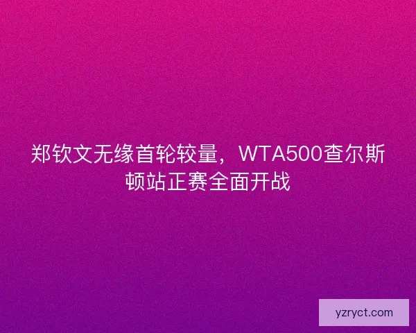 郑钦文无缘首轮较量，WTA500查尔斯顿站正赛全面开战