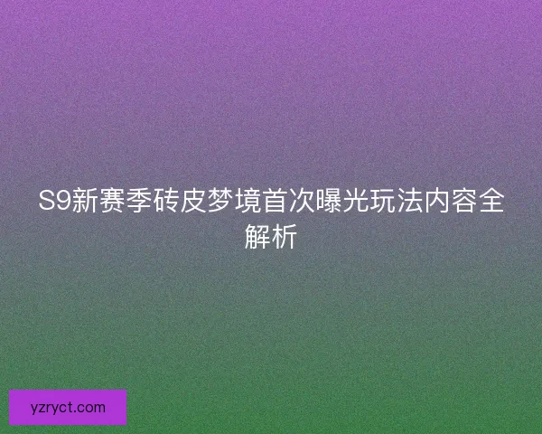 S9新赛季砖皮梦境首次曝光玩法内容全解析